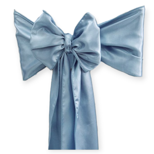 Large View Chair Sash - Satin - Dusty Blue