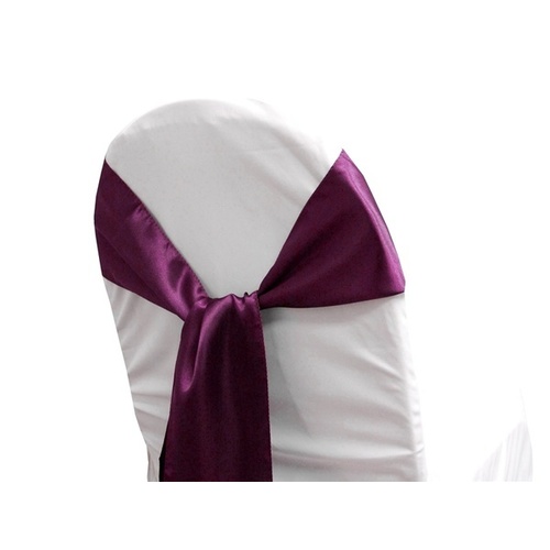 Large View Satin Chair Sash  - EGG Plant