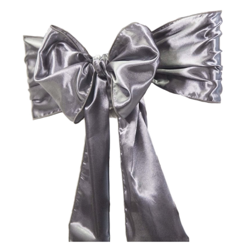 Large View Chair Sash - Satin - Silver