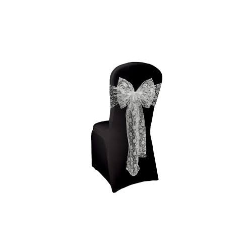 Large View White Lace Chair Sash