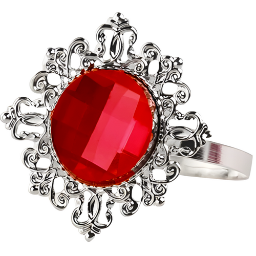 Large View 12pk Red Napkin Rings - Diamond Ring Style