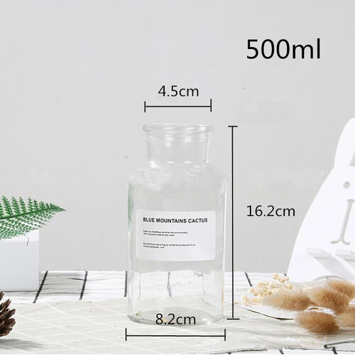 Large View 500ml Wide Neck Apothecary Jar/Bottle - Clear Glass