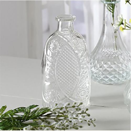 Large View Clear Glass Decorative Bottle Style Vase - 22cm