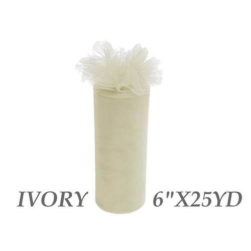 Large View 6inch x 25yd Tulle Roll - Ivory (29)