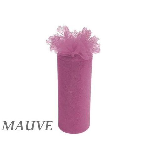 Large View 6inch x 25yd Tulle Roll - mauve