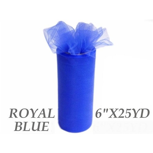 Large View 6inch x 25yd Tulle Roll - Royal