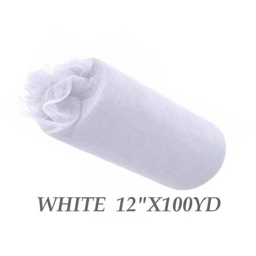 Large View 12inch x 100yd Tulle Roll - White