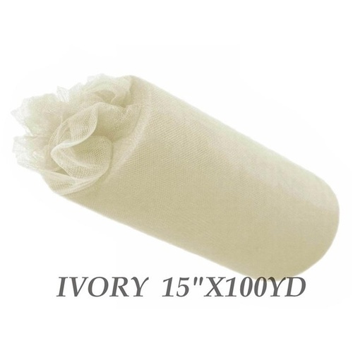 Large View 15inch x 100yd Tulle Roll - Ivory (29)