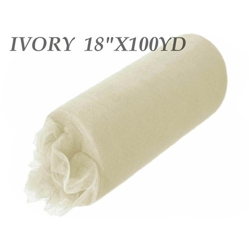 Large View 18inch (45cm) x 100yd Tulle Roll - Ivory 