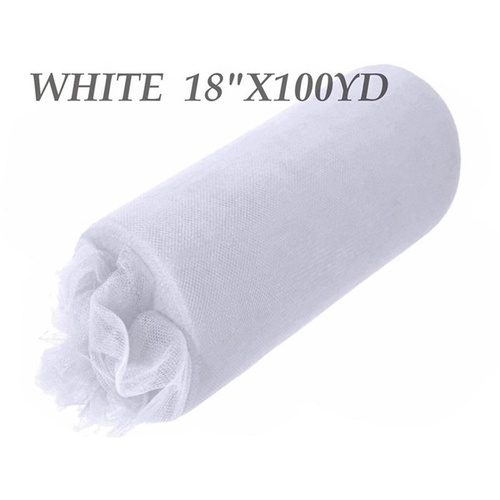 Large View 18inch (45cm) x 100yd Tulle Roll - White 