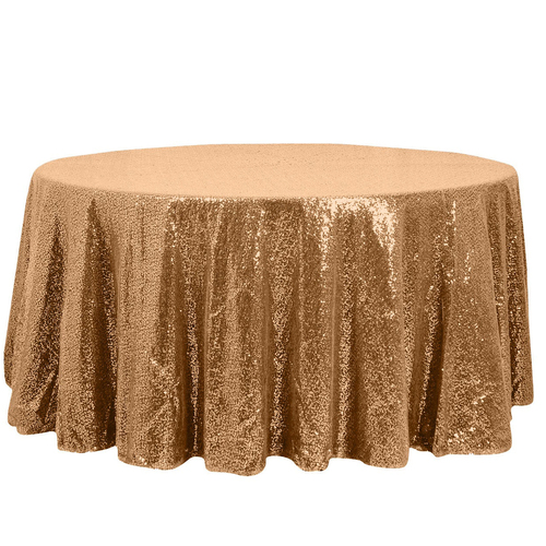 Large View 275cm Round Sequin Tablecloth - Gold