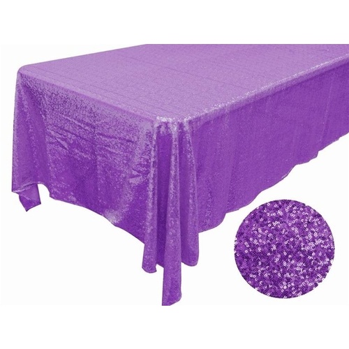 Large View 228x335cm Full Sequin Tablecloth - Purple