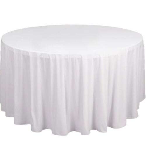 Large View 275cm Polyester  Round Tablecloth - White