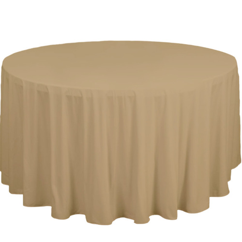 Large View 305cm Polyester Round Tablecloth - Champagne