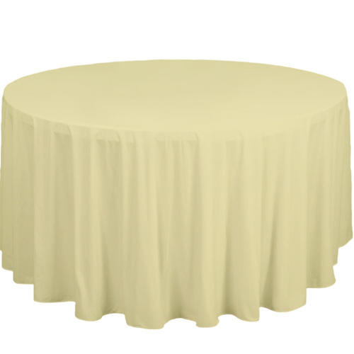 Large View 305cm Polyester  Round Tablecloth - Cream