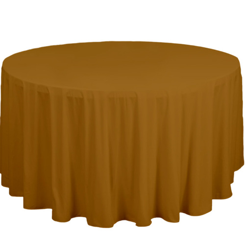 Large View 305cm Polyester Round Tablecloth - Gold