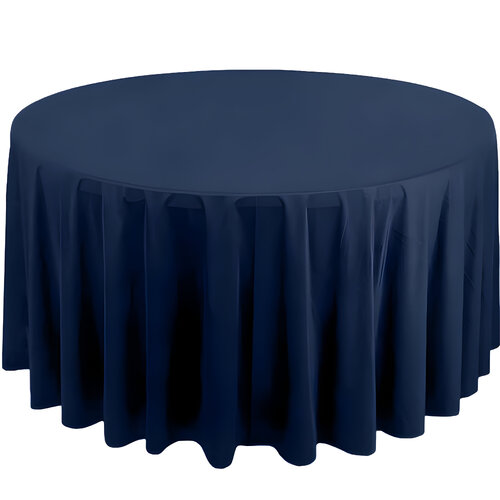 Large View 305cm Polyester  Round Tablecloth - Navy