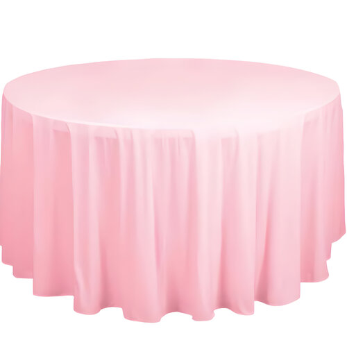 Large View 305cm Polyester Round Tablecloth - Pink