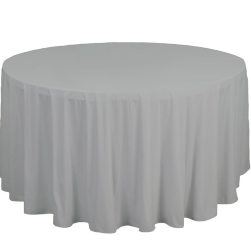 Large View 305cm Polyester Round Tablecloth - Silver (grey)