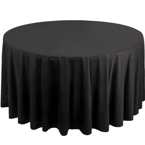 Large View 335cm Polyester  Round Tablecloth  - Black