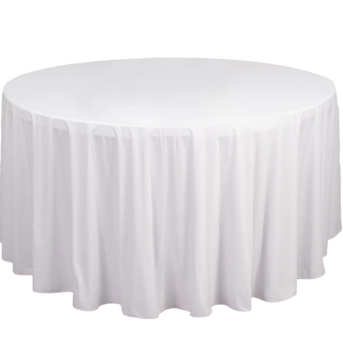 Large View 335cm Polyester  Round Tablecloth - White