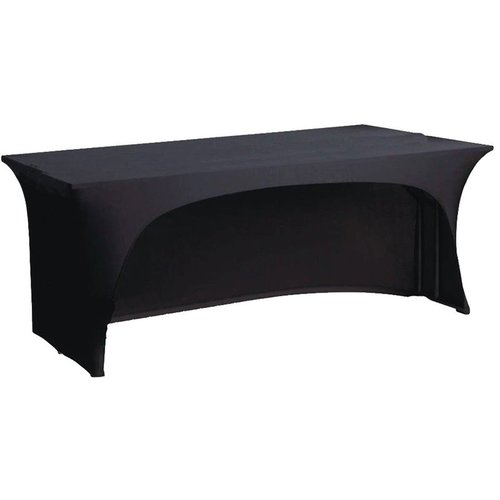 Large View 6Ft (1.8m) Black Fitted 3 Sided Lycra Tablecloth Cover 