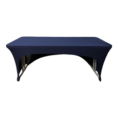 Large View 6Ft (1.8m) Navy Fitted 3 Sided Lycra Tablecloth Cover