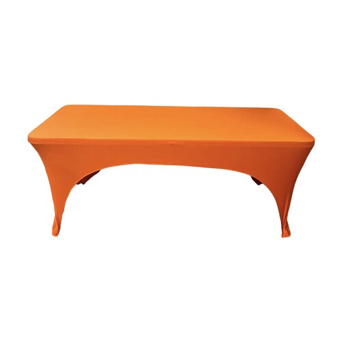 Large View 6Ft (1.8m) Orange Fitted 3 Sided Lycra Tablecloth Cover