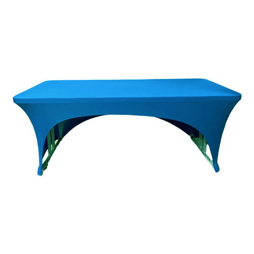 Large View 6Ft (1.8m) Bright Blue Fitted 3 Sided Lycra Tablecloth Cover