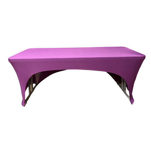 Large View 6Ft (1.8m) Purple (Mid) Fitted 3 Sided Lycra Tablecloth Cover