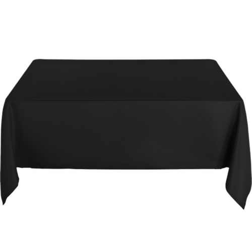 Large View 137x243cm Polyester Tablecloth -  Black Trestle 