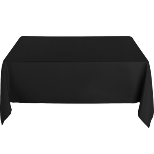 Large View 152x260cm Polyester Tablecloth - Black Trestle 