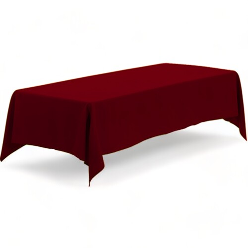 Large View 152x320cm Polyester Tablecloth - Burgundy Trestle