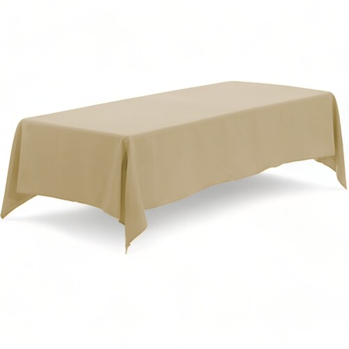 Large View 152x320cm Polyester Tablecloth - Champagne Trestle