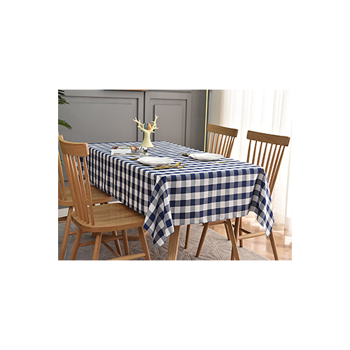 Large View 152x320cm (60x126inch) - Navy/White Polyester Chequered Tablecloth  (Gingham)