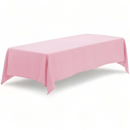 Large View 152x320cm Polyester Tablecloth - Pink Trestle