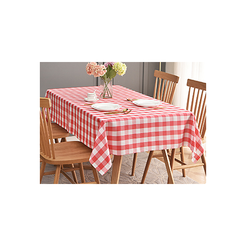 Large View 152x320cm (60x126inch) - Red/White Polyester Chequered Tablecloth  (Gingham)
