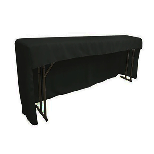 Large View 6Ft (1.8m)  3 Sided Fitted Polyester  Tablecloths - Black