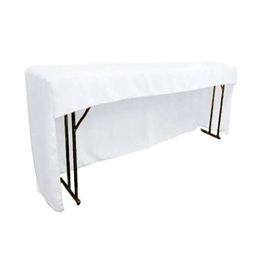 Large View 6Ft (1.8m)  3 Sided Fitted Polyester Tablecloths - White