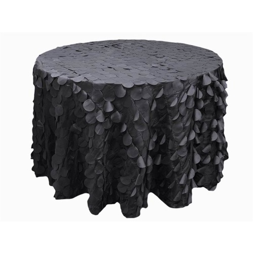 Large View 305cm Taffeta Petal Tablecloth - Black