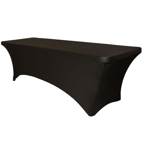 Large View 4Ft (1.2m) Black Fitted Lycra Tablecloth Cover