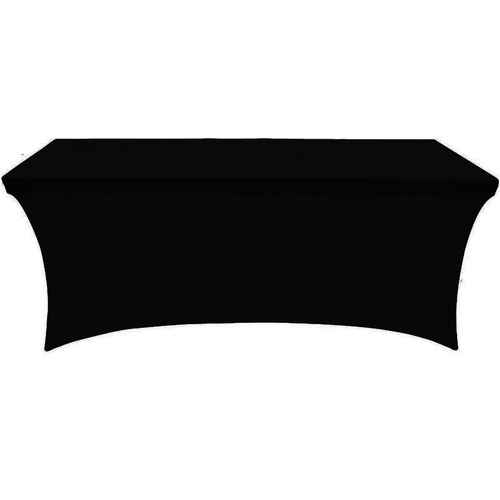 Large View 6Ft (1.8m) Black Fitted Lycra Tablecloth Cover 