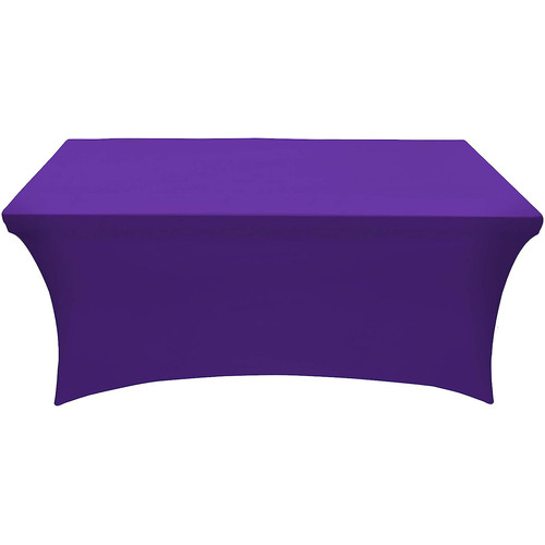 Large View 6Ft (1.8m) Purple Fitted Lycra Tablecloth Cover