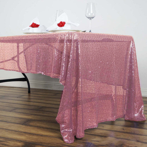 Large View 125x240cm Sequin Tablecloth - Pink