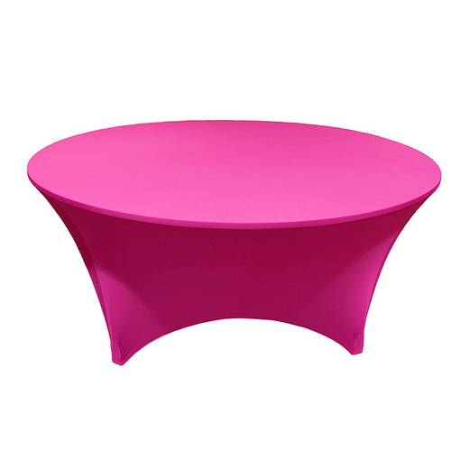 Large View 6Ft (1.8m) Fushia Round Lycra/Spandex Fitted Tablecloth Cover