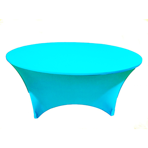 Large View 6Ft (1.8m) Turquoise Round Lycra Fitted Tablecloth Cover