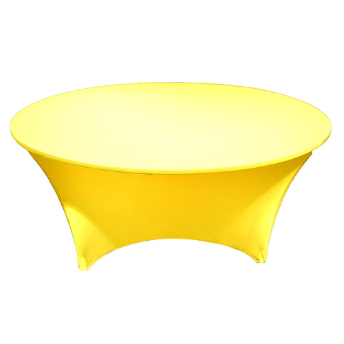 Large View 6Ft (1.8m) Yellow  Round Lycra Fitted Tablecloth Cover