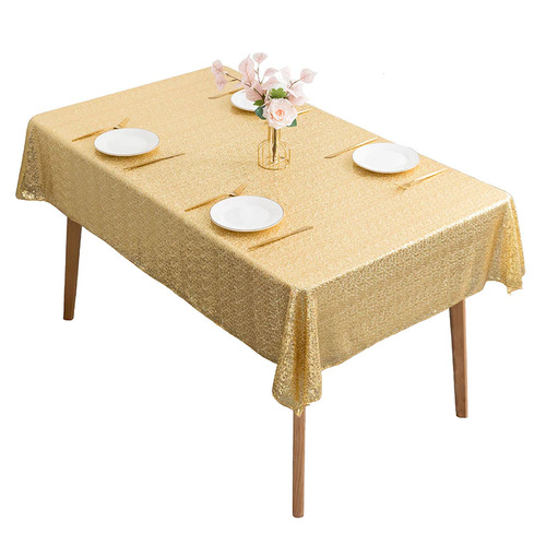 Large View 130x205cm Sequin Tablecloth - Gold