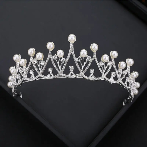 Large View Silver Rhinestone Bridal Tiara