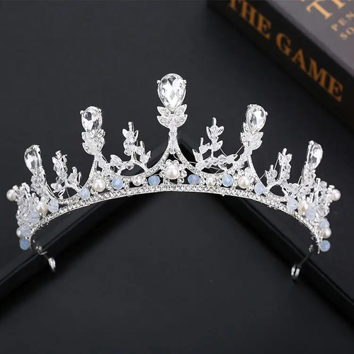 Large View Silver Rhinestone Bridal Tiara 